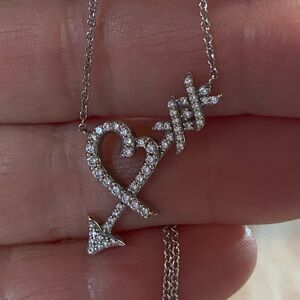 Tiffany & Co Paloma Picasso 18k Diamond Graffiti Loving Heart and Arrow Necklace